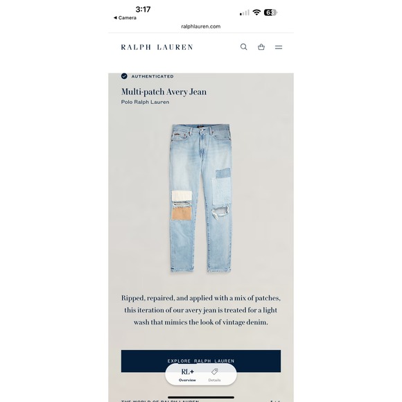 POLO‎ RALPH LAUREN The Avery Boyfriend Distressed Patchwork Jeans Womens Size 34 - Picture 14 of 15